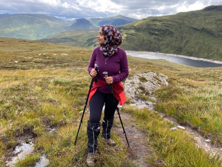 Zahrah Mahmood, the ‘Hillwalking Hijabi’ climbing Meall Buidhe, Scotland.