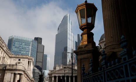 The City of London skyline on March 1, 2021 in London, England.