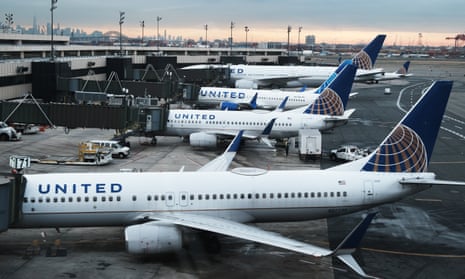 United Airlines planes sit on the runway at Newark Liberty international airport in New Jersey. 