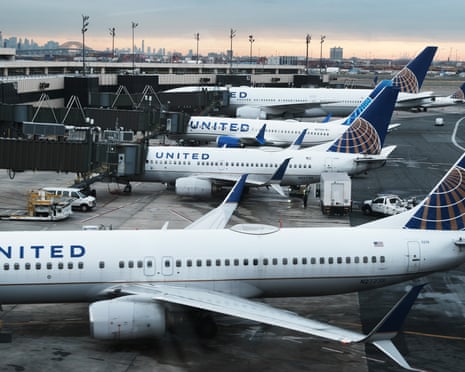 United Airlines planes sit on the runway at Newark Liberty international airport in New Jersey.