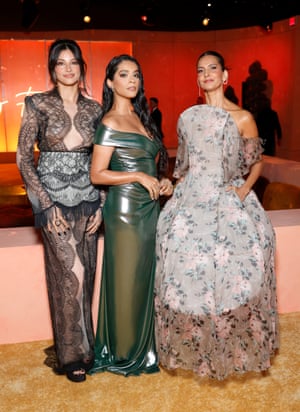 icha Moorjani, Lilly Singh and Poorna Jagannathan at the VF party
