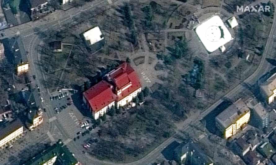 Russia’s war in Ukraine: complete guide in maps, video and pictures | Ukraine 1 Satellite image of Mariupol theatre.