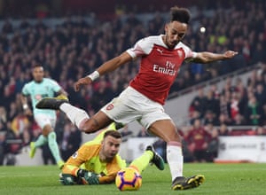 Aubameyang scores The Gunners fourth.