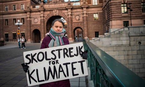 Thunberg in front of the Swedish parliament