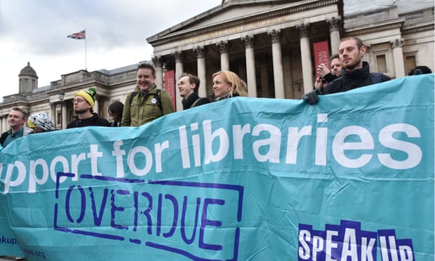 People campaign against the closures of libraries, museums and galleries across the UK