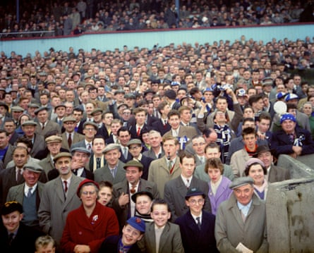 Football fans at a match in the 1960s.