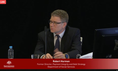 Robert Hurman, a former director of payment integrity and debt strategy, appears before the robodebt royal commission.