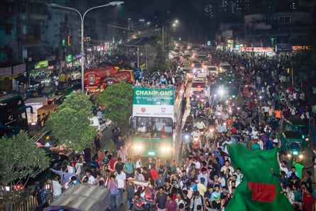 Bangladesh are blazing a trail for female footballers in south Asia | Soccer 6 The Bangladesh players enjoy an open-top bus parade after winning the SAFF Women’s Championship trophy.