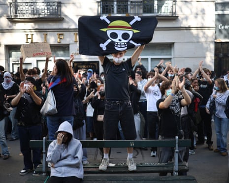 Clashes between protesters and law enforcement during a student demonstration near Place de la Bastille in Paris, France.