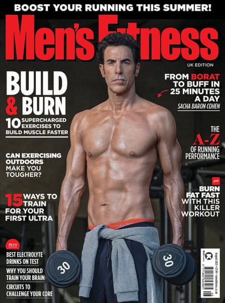 Sacha Baron Cohen on the August issue of Men’s Fitness.