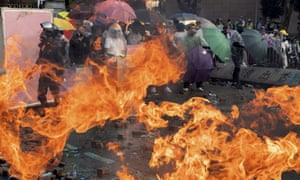 A fire burns at Polytechnic University