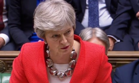 Theresa May speaking to the House of Commons after losing Tuesday’s vote on the government’s Brexit deal.