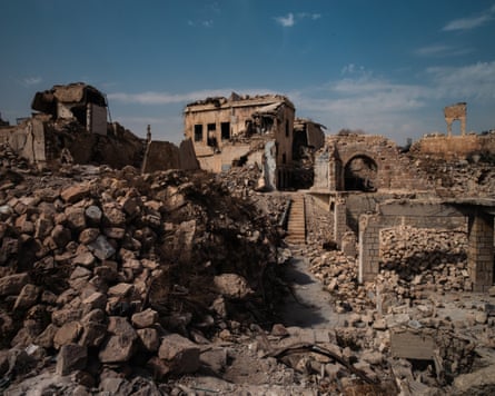 Bombed-out buildings in the Old City of Aleppo.