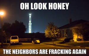 A subdivision in Denton, Texas, where drilling is being done on frack pads that are as close as 200 feet from residences.