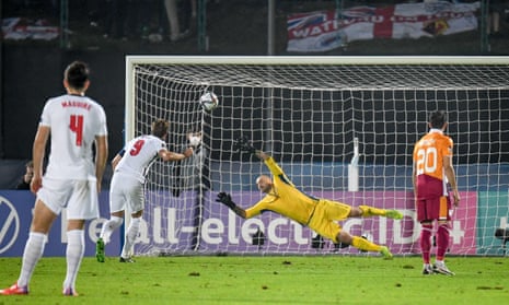 Harry Kane on target with a spot kick against San Marino in World Cup qualifying.