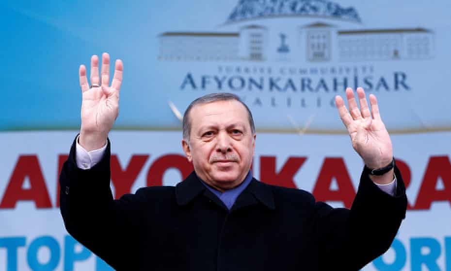 Erdoğan addresses his supporters in the province of Afyonkarahisar, in western Turkey, on Wednesday