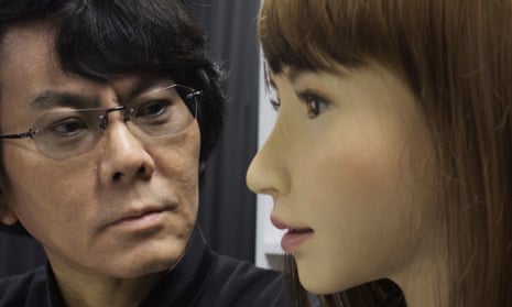 Hiroshi Ishiguro, a professor at Osaka University’s Intelligent Robotics Laboratory, with Erica, his latest humanoid robot.
