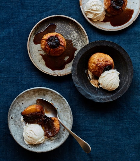 Ravneet Gill's whole roasted apples with no-churn ice-cream.