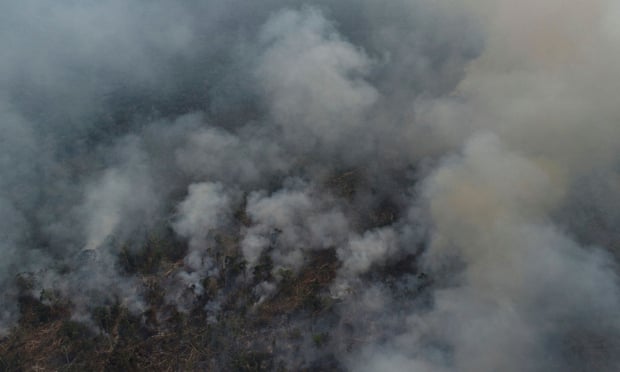 Smoke from a forest fire in the Amazon.