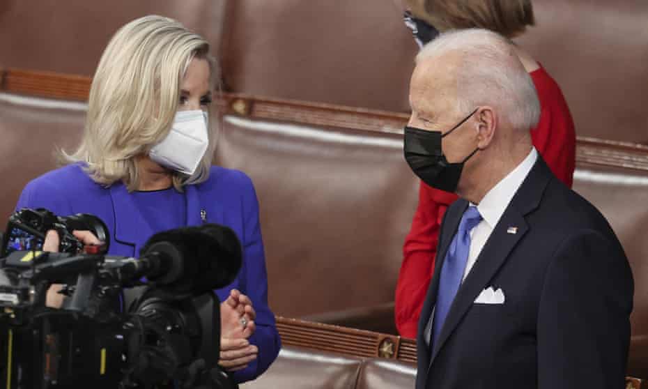 We Re Not Sworn Enemies Liz Cheney Defends Herself For Fist Bumping Biden Republicans The Guardian