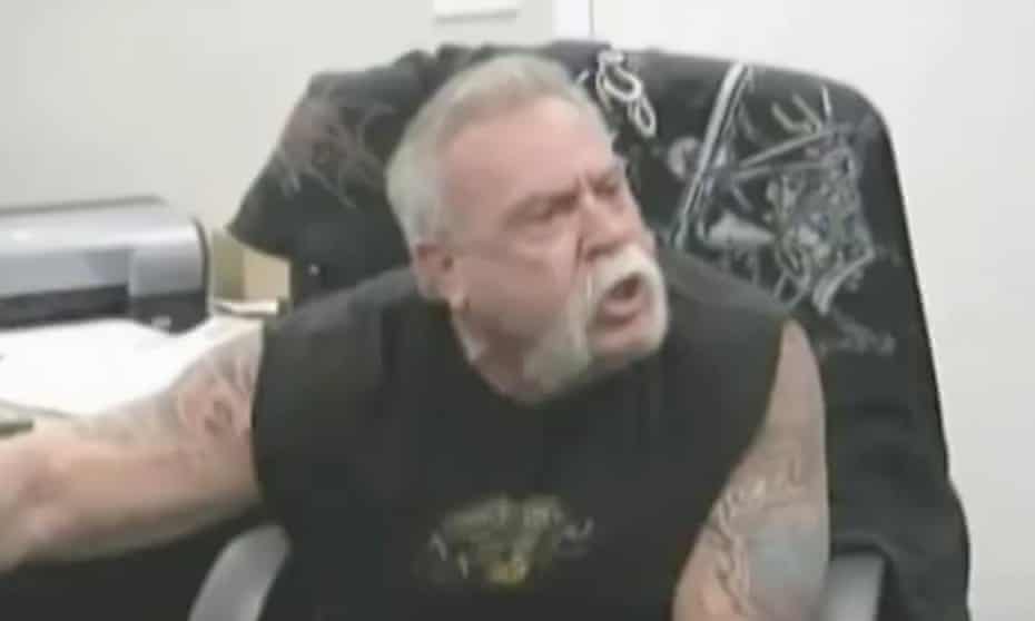 Paul Teutul Sr in one of the stills from reality TV show American Chopper which has become an internet meme