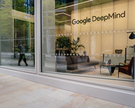 A sign in the reception area at the Google DeepMind headquarters in London