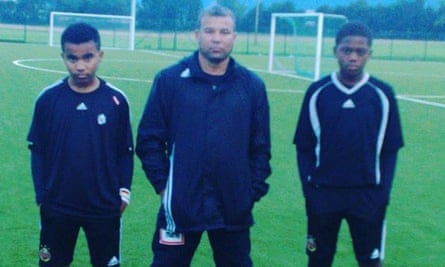 A young Leon Bailey (left) with his stepdad Craig Butler and brother Kyle.