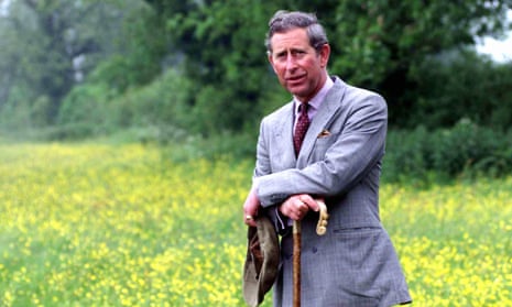 The Prince of Wales visiting Wiltshire Wildlife Trust’s Clattinger farm, which had not been treated with modern fertilisers or herbicides, in 1999.