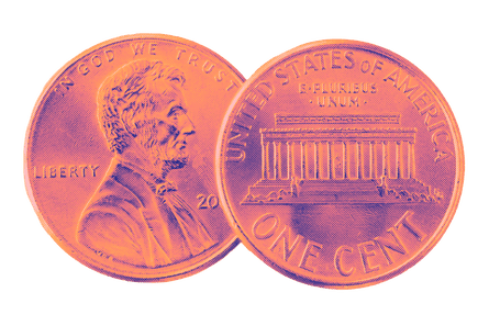 Graphic showing the front and back of a US one-cent coin