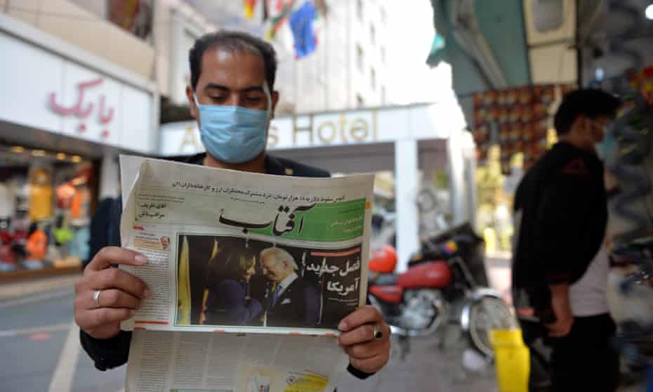 Reading the news in Tehran about the November presidential elections in the US. 