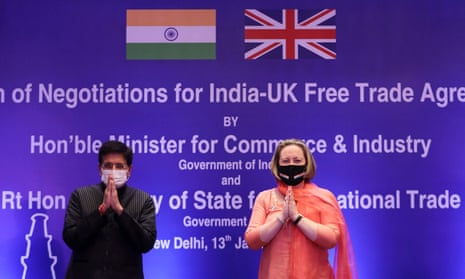 India’s minister of commerce and industry, Piyush Goyal, and Britain’s international trade secretary, Anne-Marie Trevelyan