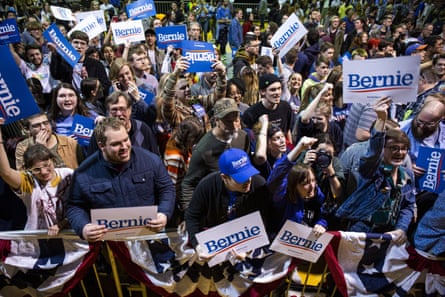 Bernie Sanders supporters at a campaign rally in Richmond, Virginia, on 27 February.