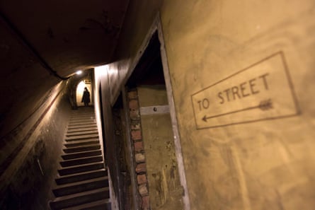 A staircase in an old London Underground station