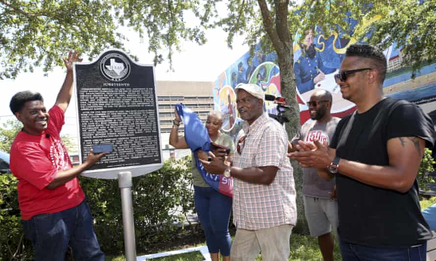 A Juneteenth historical marker in Galveston, the city where Juneteenth began.