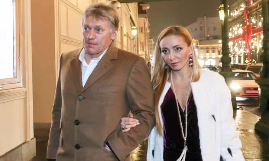 Dmitry Peskov and ice dancer Tatiana Navka attending the premiere of Kirill Serebrennikov’s Nureyev ballet at the Bolshoi theatre in December 2017.