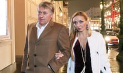 Russia’s presidential spokesman Dmitry Peskov and his wife, the former ice dancer Tatiana Navka