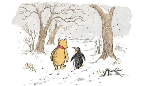 Winnie-the-Pooh and Penguin, in an illustration from The Best Bear in All the World.