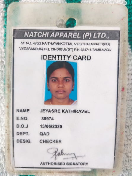 Jeyasre Kathiravel's worker permit