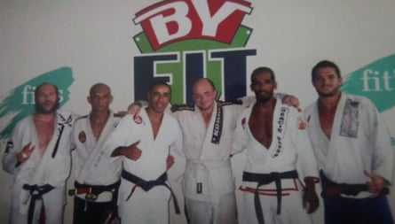 Joel Snape (third from the right) at Brazilian jiujitsu in Rio de Janeiro, circa 2005.