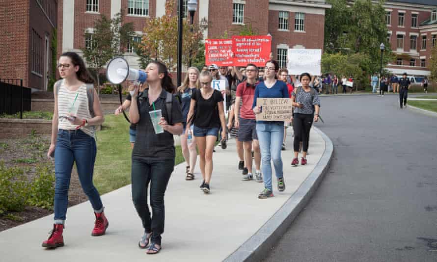 A protest against sexual harassment at the University of Rochester, New York, in September 2017.