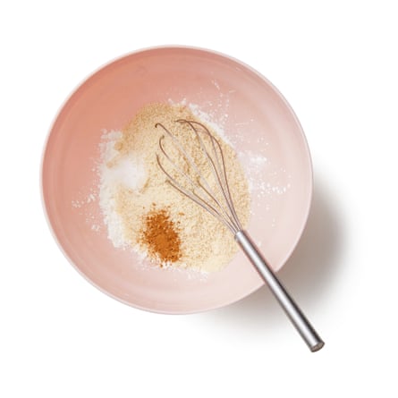Felicity Cloake’s clafoutis 04b. Put the cornflour, almonds, salt and spice, if using, into a bowl and whisk together briefly to break up any lumps