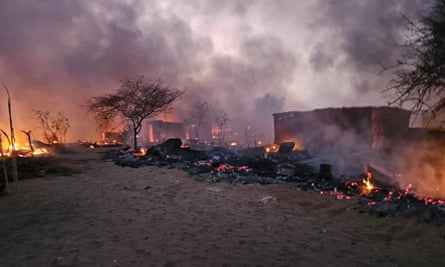 Destruction in the Abu Shouk refugee camp in northern Darfur.