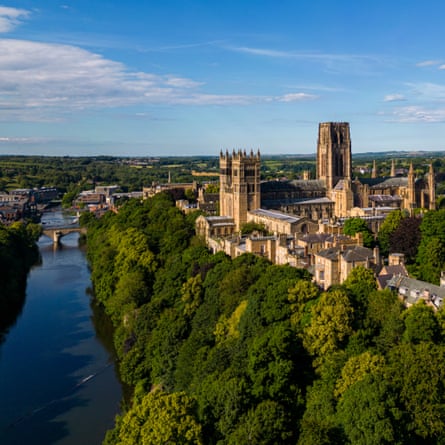 Aerial View of Durham City and Cathedral.