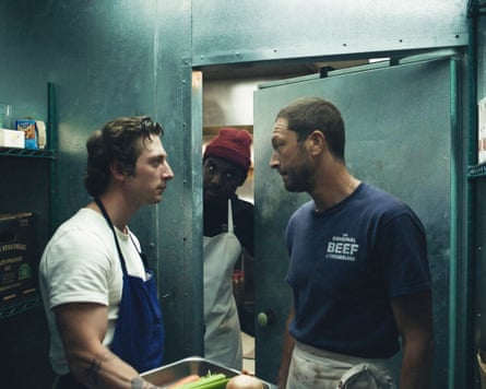 Jeremy Allen White, left, and and Ebon Moss-Bachrach, right, in The Bear.