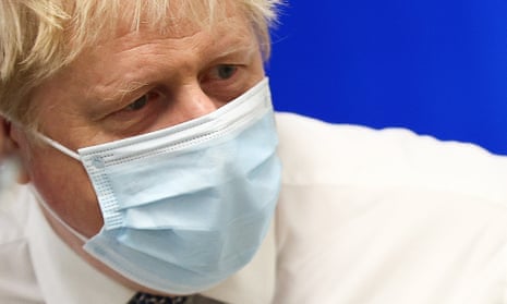 Boris Johnson during a visit to Milton Keynes University Hospital on 24 January 2022.