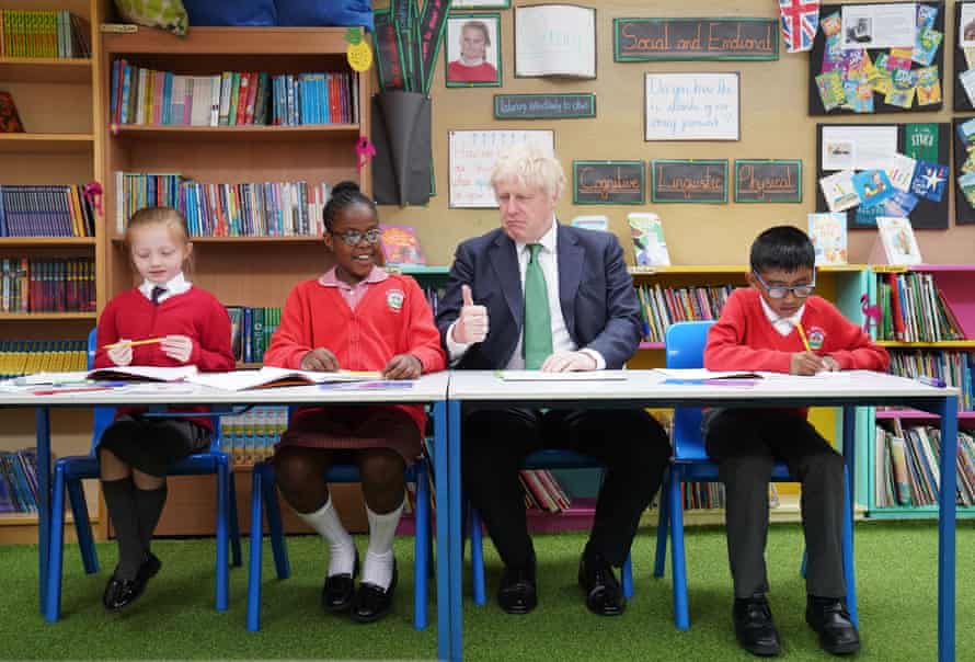 Boris Johnson during a visit to St Mary Cray primary academy in Orpington this morning.