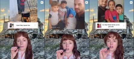 Aya’; second a man with three children; third a man and two children with the words ‘44. Help Abduls family survive genocide’