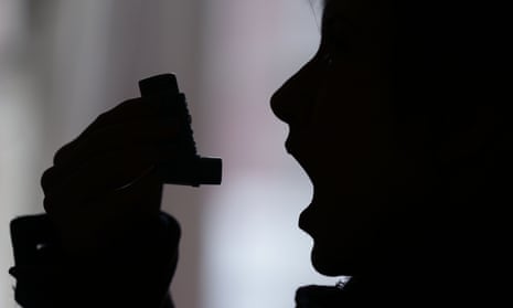 Asthma suffer with inhaler