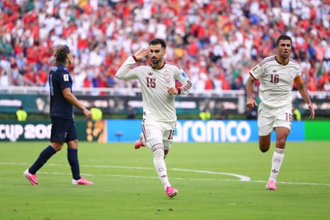 Alex Baena of Spain celebrates scoring his team’s first goal
