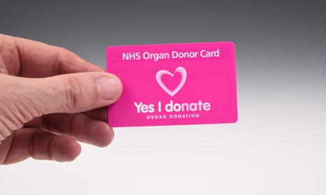 An NHS organ donor card
